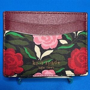 KATE SPADE NEW YORK ~ MORGAN ROSE GARDEN ~ FLORAL BLACK MULTI CARD HOLDER WALLET
